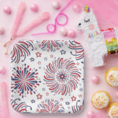 花火7月4日紙プレート ペーパープレート (パーティー)