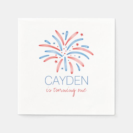 花火7月4日誕生日 スタンダードカクテルナプキン (正面)
