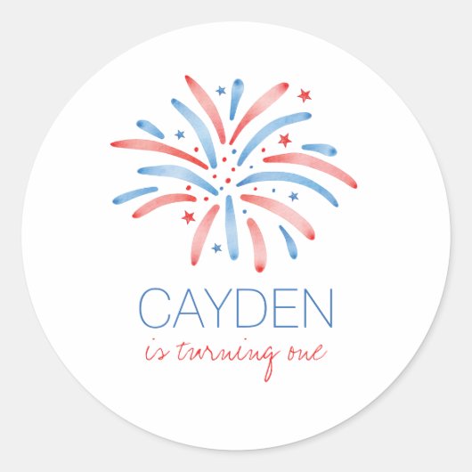 花火7月4日誕生日 ラウンドシール (正面)