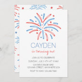 花火7月4日誕生日 招待状 (正面/裏面)