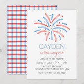 花火7月4日誕生日 招待状 (正面/裏面)