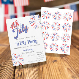 花火7月4日BBQパーティの招待状 招待状