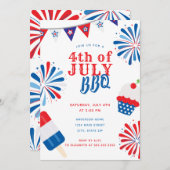 花火7月4日BBQ 招待状 (正面/裏面)