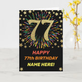 花火77誕生日カラフル虹の金ゴールド カード (黄色い花)