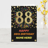 花火88誕生日カラフル虹の金ゴールド カード (黄色い花)