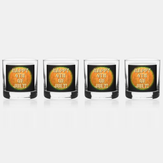 花火9 7月4日のロックグラスセット4 ウイスキーグラス (正面)