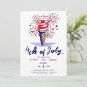 花火 アイスクリーム コーン 7月4日 バーベキュー パーティー 招待状 (スタンド正面)