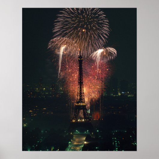 花火、エッフェルタワー、パリ、フランス ポスター (正面)