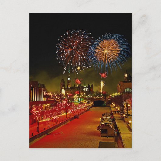 花火、オタワ、オンタリオ、カナダ ポストカード (正面)