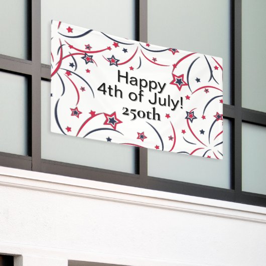 花火 ハッピー 4th of July 250周年  横断幕 (ビルの外側)