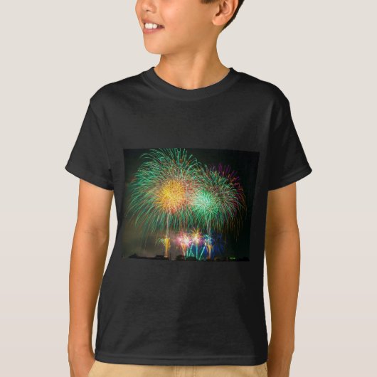 花火 ライト 日本 祭り Tシャツ (正面)