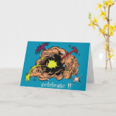 花火 – レトロ カード (黄色い花)