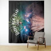 花火 新年の青い フォトブース 背景 タペストリー (インサイチュ)