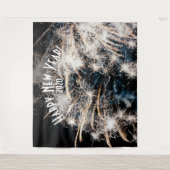 花火 新年 白い フォトブース 背景 タペストリー (正面)