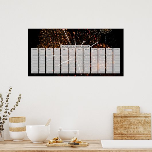 花火 特別な日を覚えておくカレンダー ポスター (キッチン)
