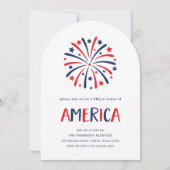 花火 | 赤と青7月4日のパーティー 招待状 (正面)