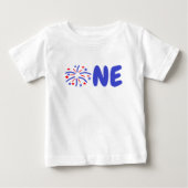 花火 1歳の誕生日 ベビーTシャツ (正面)