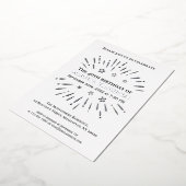 花火 40歳の誕生日パーティー 黒 白 灰 箔招待状 (回転した状態)