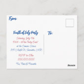 花火 |7月4日独立記念日招待状 ポストカード (裏面)