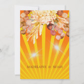 花燃えるオレンジのサンrayウェディングリハーサル 招待状 (裏面)