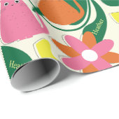 花猫と受信者名かわいい誕生日 ラッピングペーパー (ロールコーナー)