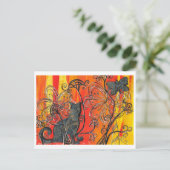 花猫と蝶 ポストカード (スタンド正面)