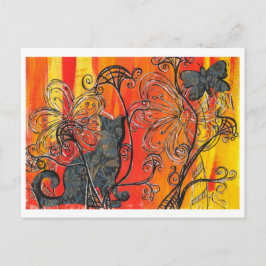 花猫と蝶 ポストカード