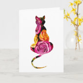 花猫のバースデー・カード カード (黄色い花)