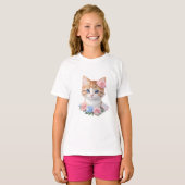 花猫の子お洒落猫 Tシャツ (正面フル)