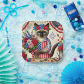 花猫7月4日インディペンデンスデー ペーパープレート (パーティー)