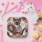 花猫7月4日インディペンデンスデー ペーパープレート (パーティー)