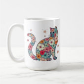 花猫，花と猫，花，猫 コーヒーマグカップ (左)