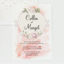 花環 ブラッシュピンク 結婚式招待状 案内状
