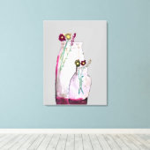 花瓶お洒落の水彩野花 キャンバスプリント (インサイチュ (ウッドフロア))