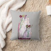 花瓶お洒落の水彩野花 クッション (ブランケット)