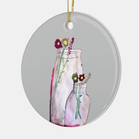 花瓶お洒落の水彩野花 セラミックオーナメント (左)