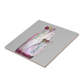 花瓶お洒落の水彩野花 タイル (側面)