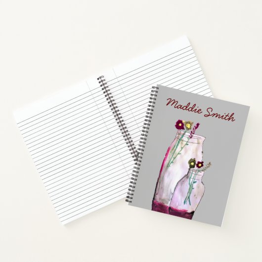 花瓶お洒落の水彩野花 ノートブック (内部)