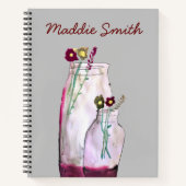 花瓶お洒落の水彩野花 ノートブック (正面)