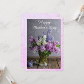 花瓶かわいらしのライラックお母さんのデイカード カード (正面/裏面インサイチュ)