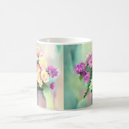 花瓶かわいらしの水彩花 コーヒーマグカップ (中央)