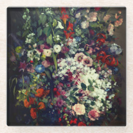 花瓶かわいらしの花束 ガラスコースター