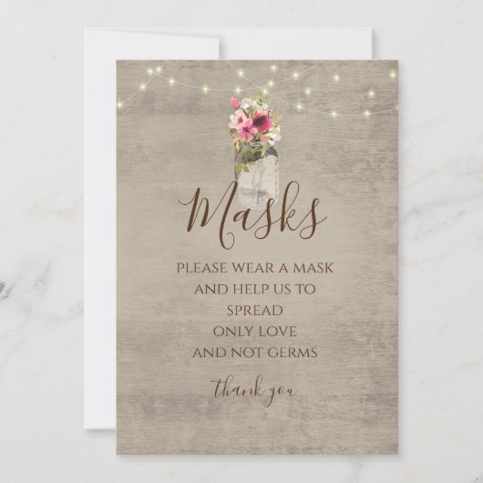 花瓶とストリングライトのマスクサイン招待状 招待状 (正面)