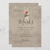 花瓶とストリングライトのマスクサイン招待状 招待状 (正面/裏面)