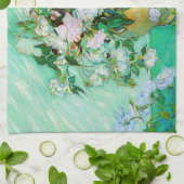 花瓶とバラバンゴッホファインアート キッチンタオル (折り畳み)