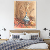 花瓶と乾中国のいたヒマワリで生きる キャンバスプリント (インサイチュ (寝室))