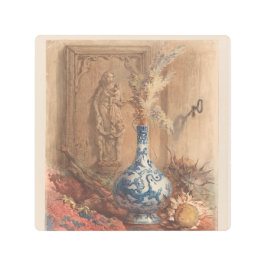 花瓶と乾中国のいたヒマワリで生きる メタルプリント