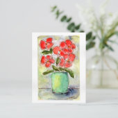 花瓶と花水彩はがき ポストカード (スタンド正面)