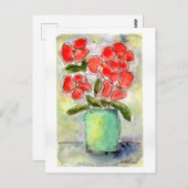 花瓶と花水彩はがき ポストカード (正面/裏面)
