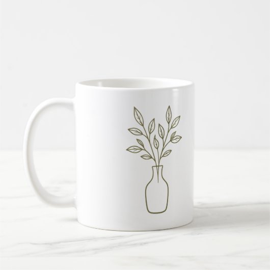 花瓶と葉っぱのマグカップ コーヒーマグカップ (左)